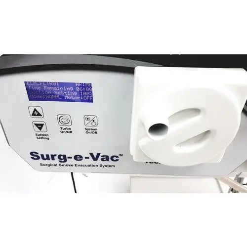 Ellman Surg-e-Vac white plastic surgical smoke evacuation system with digital display for smoke evacuation settings