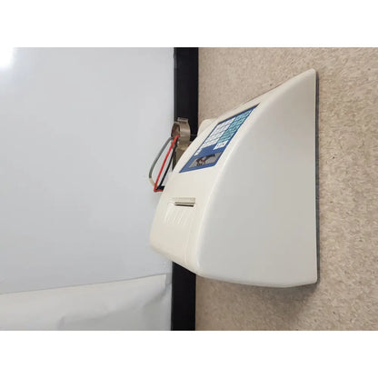 White wall-mounted ticket validator with blue keypad and ticket slot for science hiranuma aquastar c3000 coulometric titrator