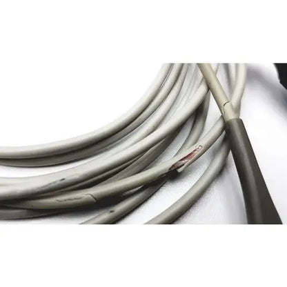 Coiled gray cable with dark brown connector and exposed wiring for the best fingertip sensors in your health journey