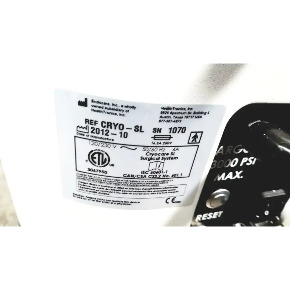 Endocare Cryocare CRYO-SL Surgical System Cryotherapy Surgical System, second-hand product photo 4