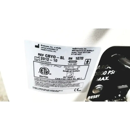 Endocare Cryocare CRYO-SL Surgical System Cryotherapy Surgical System, second-hand product photo 4