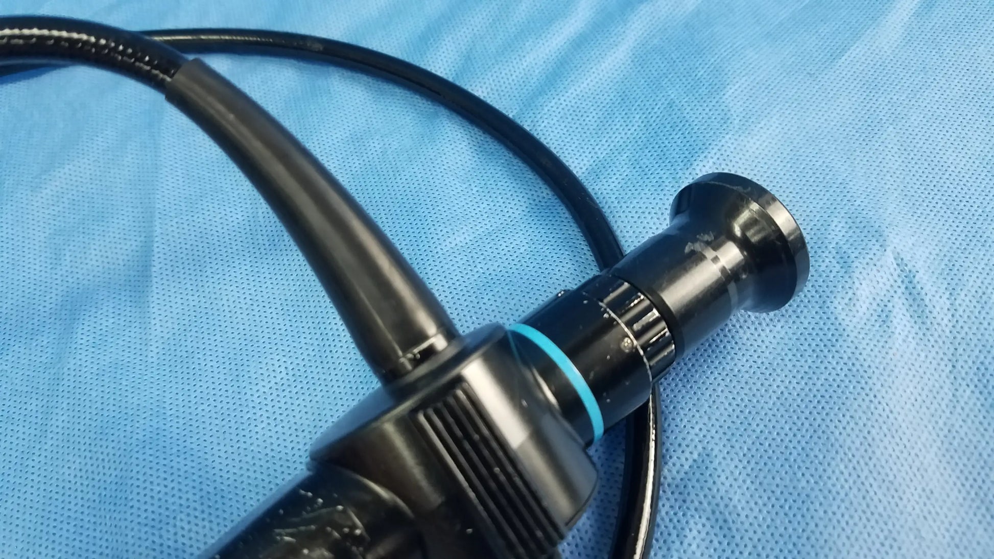 Enf-p4 endoscope rhino-laryngoscope fiberscope black fiber optic endoscope with teal accent ring and textured grip