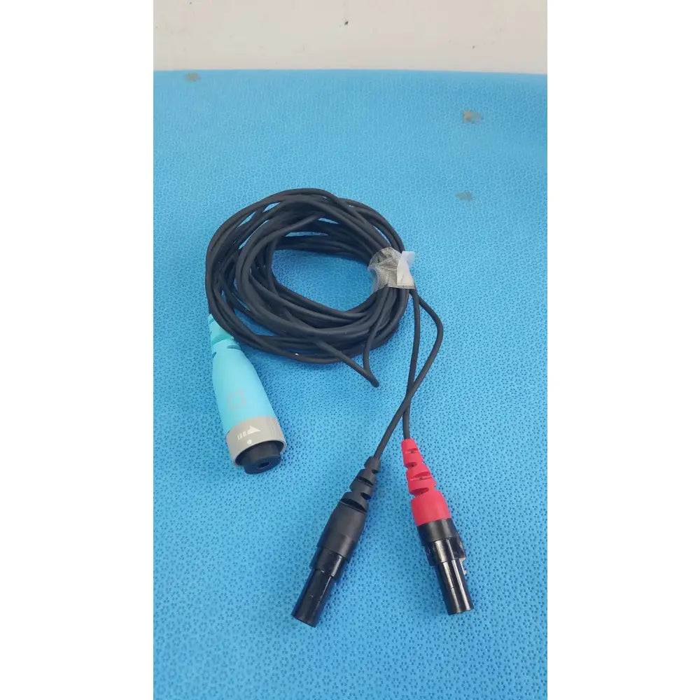 Ensite x ep d-ens-l/r-ddy-cbl catheter connector cable with coiled black cable and dual black connectors for medical equipment reuse