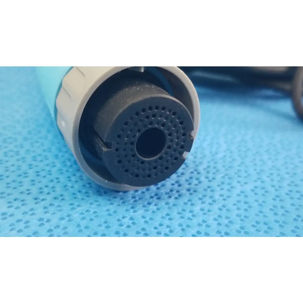 Ensite x ep d-ens-l/r-ddy-cbl catheter connector cable with light blue and gray plastic nozzle and black perforated head for medical equipment