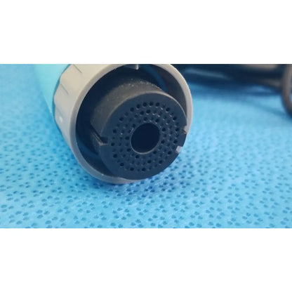 Ensite x ep d-ens-l/r-ddy-cbl catheter connector cable with light blue and gray plastic nozzle and black perforated head for medical equipment