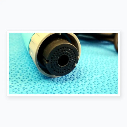 Ensite x ep d-ens-l/r-ddy-cbl catheter connector cable with light blue and gray plastic nozzle and black perforated head for medical equipment