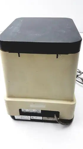 Beige and black matte eppendorf centrifuge 5415 refrigerated unit with flat top lid and visible power cord for medical reuse