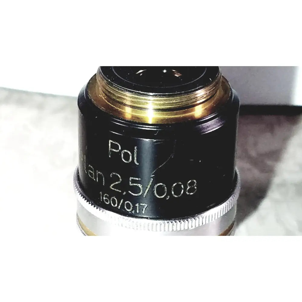 Black and gold microscope objective lens with engraved markings for reuse medical in eppendorf centrifuge 5415 R