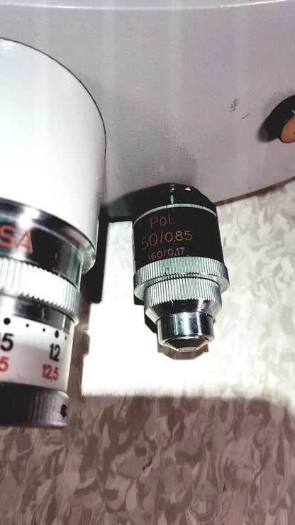 Black and silver polarizing microscope objective lens marked pol for eppendorf centriifuge 5415 r reuse medical applications