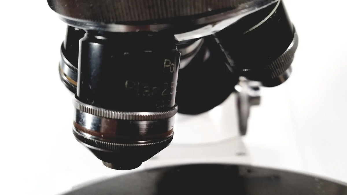 Black and silver microscope objective lens with engraved markings for eppendorf centrifuge 5415 r reuse medical applications