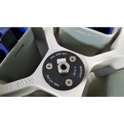 White plastic rotor with black central hub and engraved specifications for eppendorf centriifuge model 5810