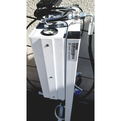 White erbe erbokryo cryosurgical unit with chrome fittings and black hoses including foot pedal for medical use