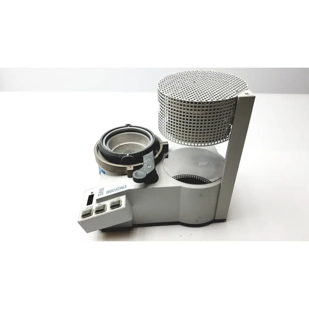 Gray plastic and metal Erkodent Erkoform-RVE dental lab thermoforming system with perforated cylindrical exoform component