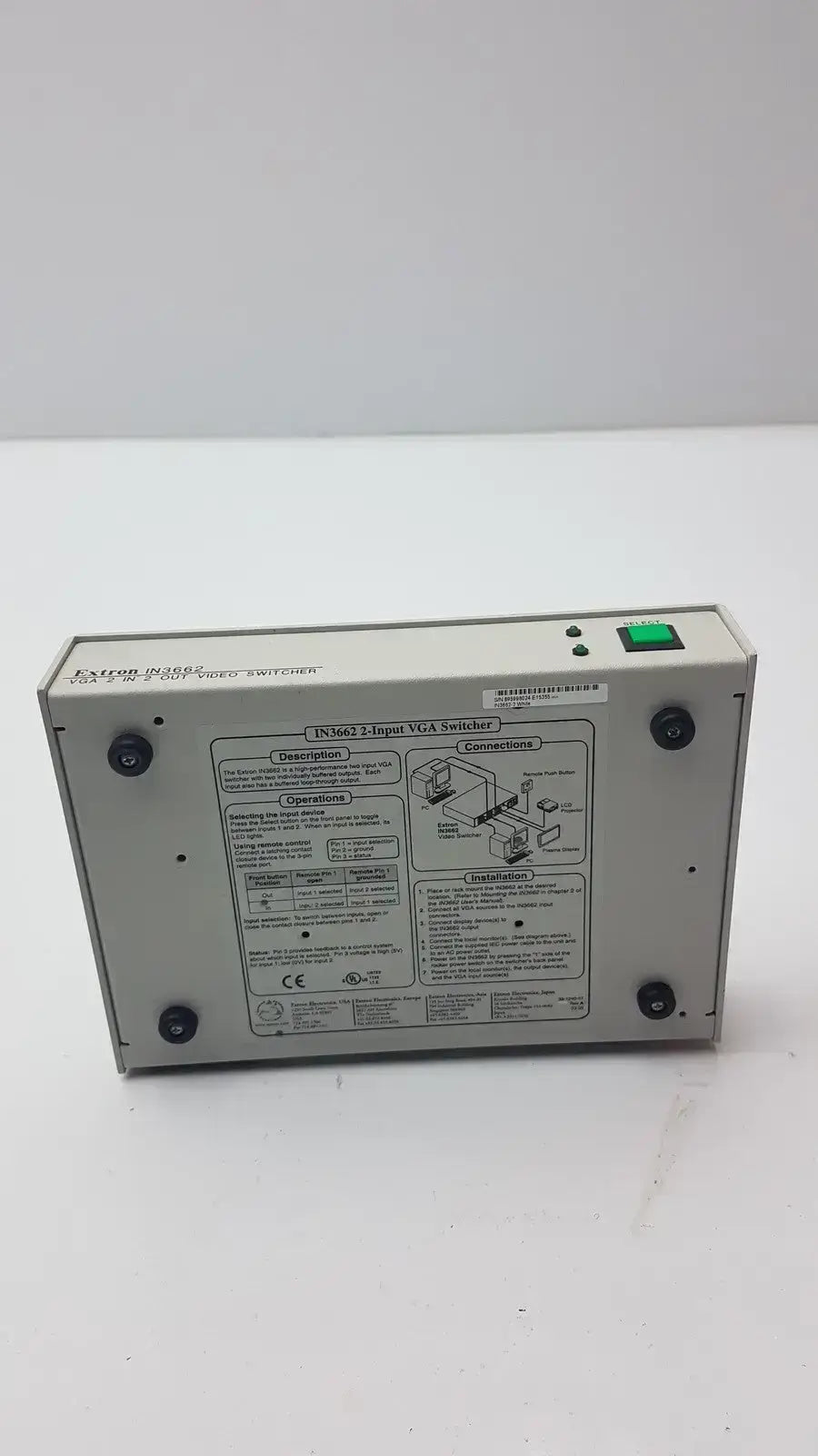 Extron Rare Inline 3662 VGA 2 in 2 Out Video Switcher Video Switcher, second-hand product photo 4