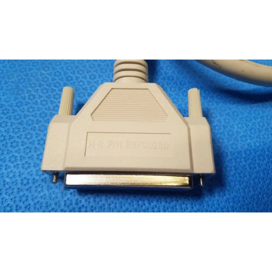 Beige plastic female connector external scsi cable with metallic contacts and molded strain relief for db25 port