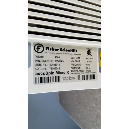 FIsher Scientific AccuSpin Micro R Refrigerated Microcentrifuge, second-hand product photo 13