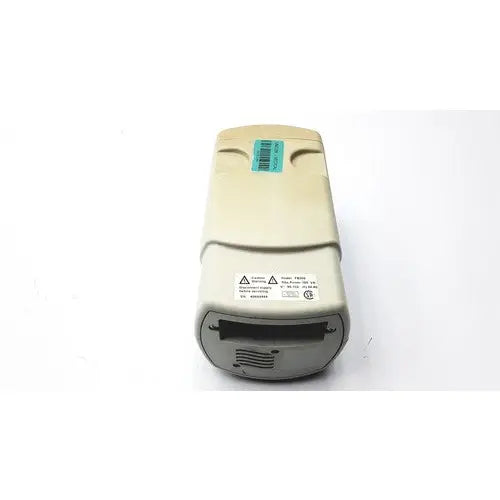 Beige and gray fisher scientific fb300 electrophoresis power supply back with barcode label warning symbols and vents