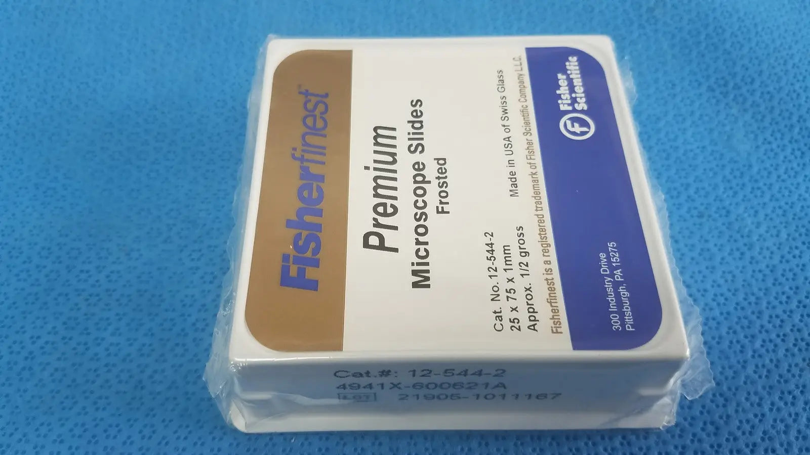 FISHERFINEST Premium Frosted Swiss Glass Microscope Slides 25x75 x1 Mm 12-544-2 Microscope Slides, second-hand product photo 4