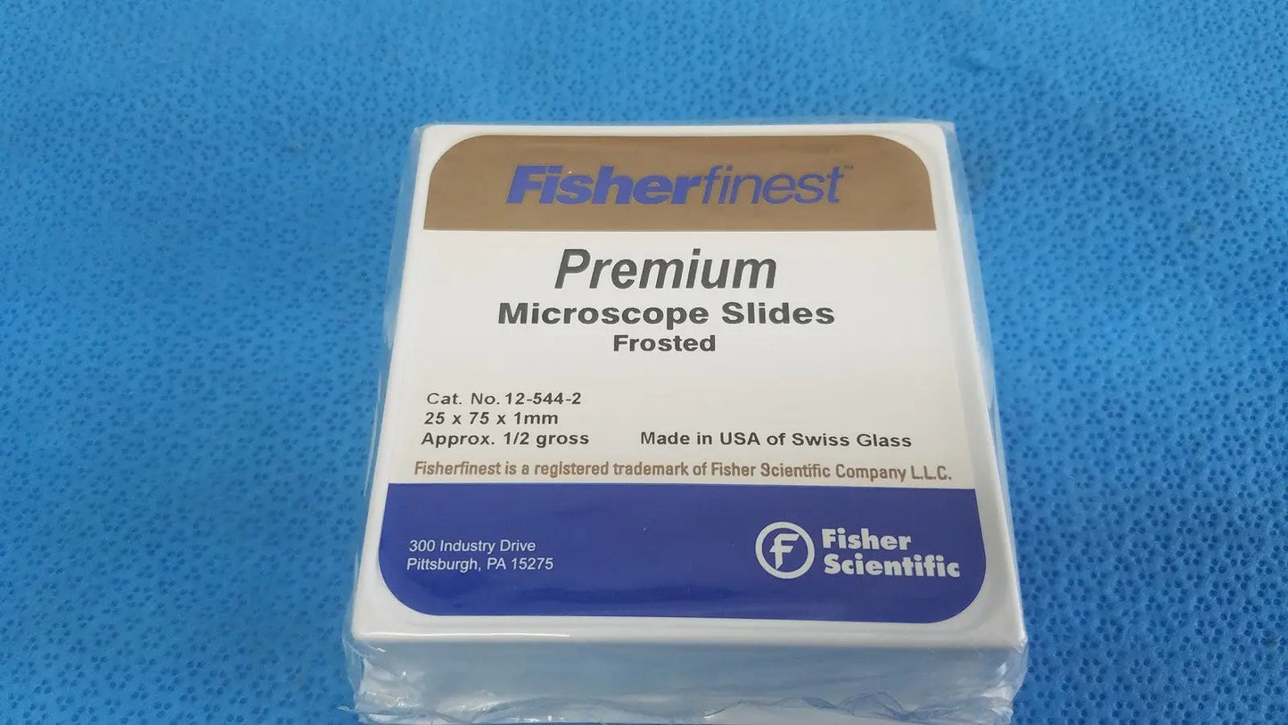 FISHERFINEST Premium Frosted Swiss Glass Microscope Slides 25x75 x1 Mm 12-544-2 Microscope Slides, second-hand product photo 1
