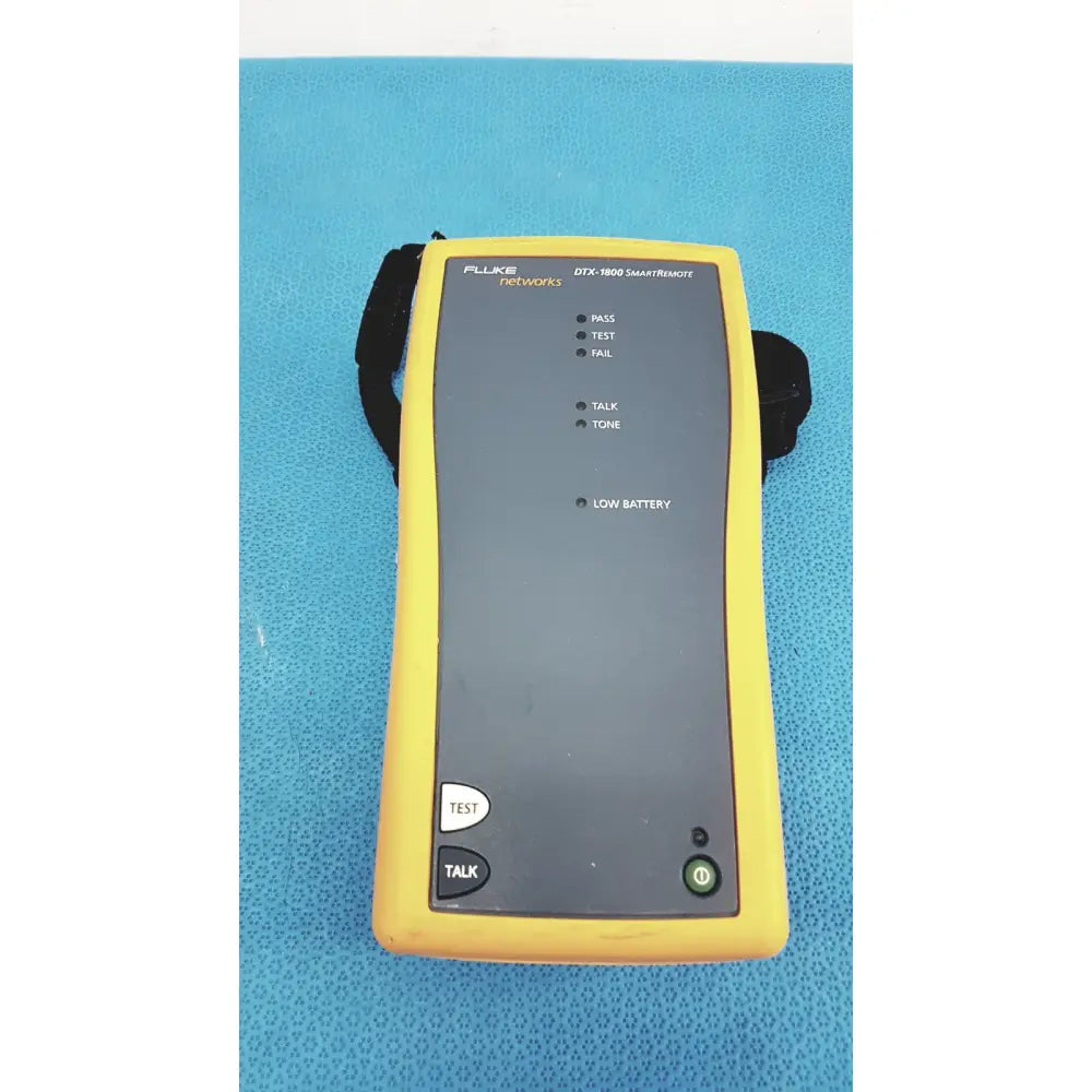 Fluke dtx-1800 yellow cable analyzer with black wrist strap for network cable certifier and testing use