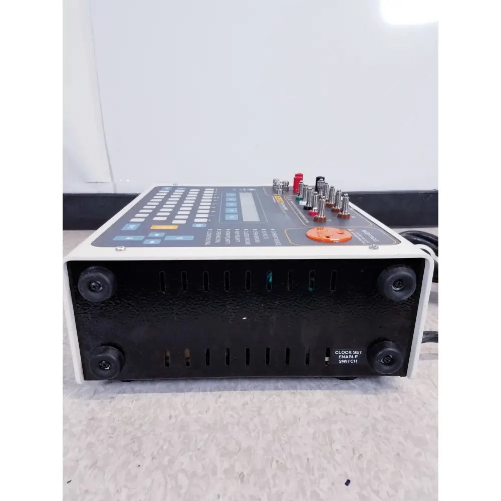 Black and white fluke medtester 5000c automated electrical safety analyzer with keypad and orange rotary dial rear view not working