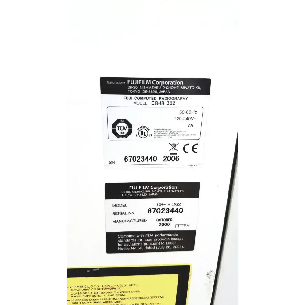 FUJIFILM Corporation FUJIFILM CR-IR 362 Computed Radiography System Computed Radiography System, second-hand product photo 4