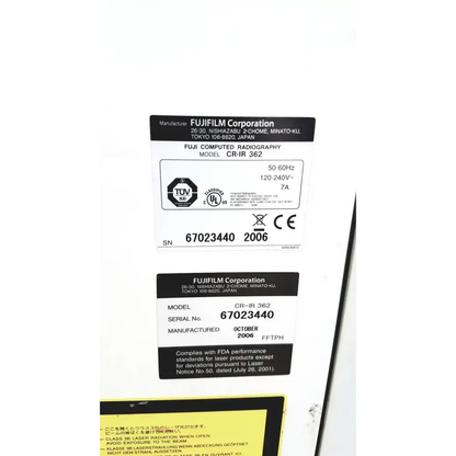 FUJIFILM Corporation FUJIFILM CR-IR 362 Computed Radiography System Computed Radiography System, second-hand product photo 4