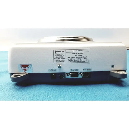 White plastic fulcrum torbal drx300 scale balance with black base and silver metal components max 300g accuracy 0.02g