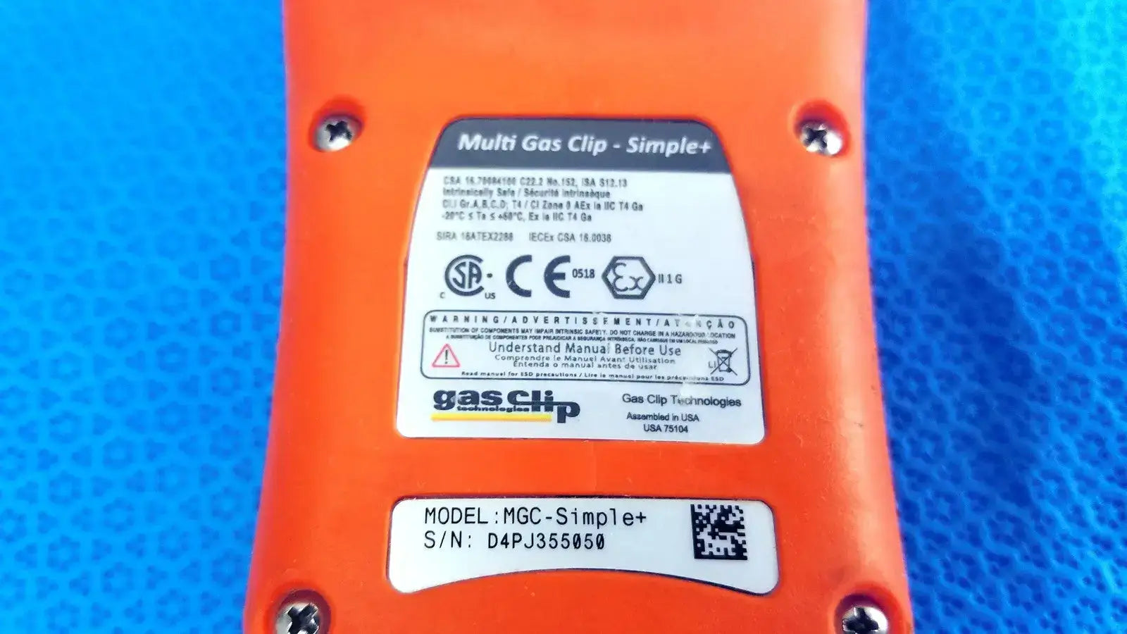 Gas Clip Technologies MGC Simple+ 4 Gas Detector H2S CO O2 LEL Monitor Gas Detector, as-is (for parts) product photo 9