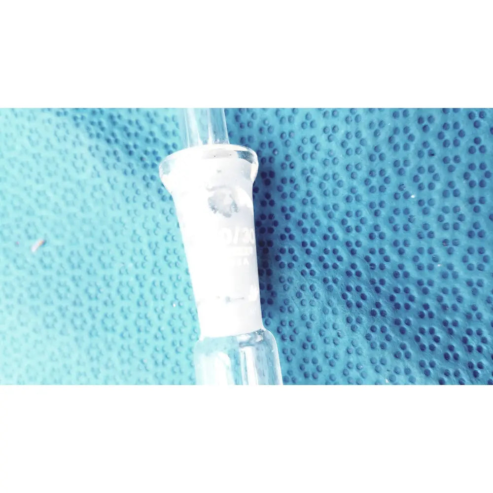 Clear glass gas inlet adapter with white frosted mouthpiece and dual hose connections for 24/40 inner joint