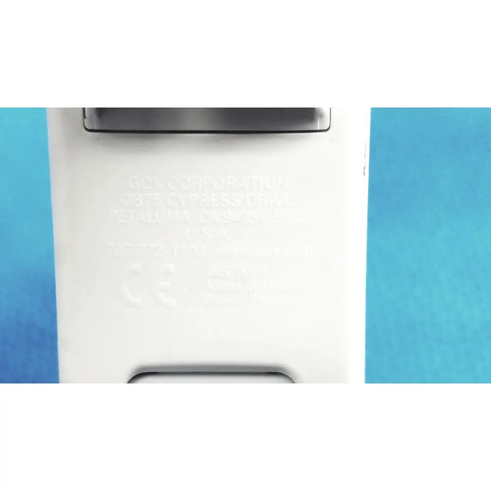 White plastic gcx vhm variable height arm device with engraved text and black rectangular button on top