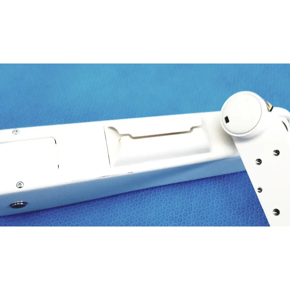 White gcx vhm variable height arm with sleek segmented design and metallic screws along its joints