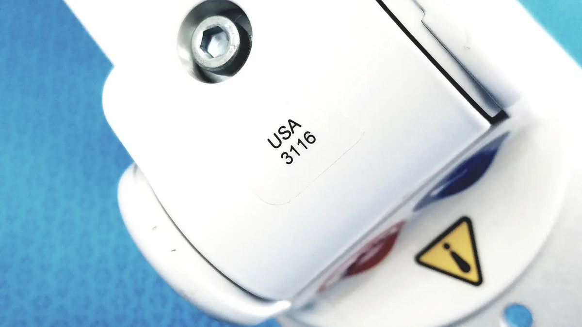 White plastic industrial valve with hexagonal bolt engraved usa 3116 on gcx vhm variable height arm product