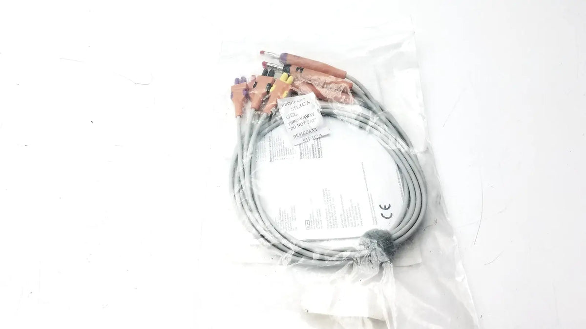 Gray coiled lead wire set add on banana aha heim with multiple connectors packaged in clear plastic for electrical use