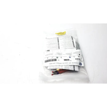 Ge 2104751-001 lead wire set add on banana aha heim in clear plastic bag with printed labels and yellow seal
