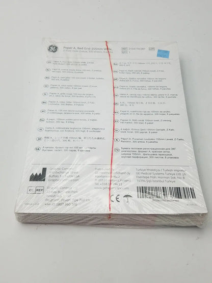 GE 2104770-001 Paper A Red Grid 155mm Wide Z-Fold Hole Queue Thermal Chart Paper, new product photo 5