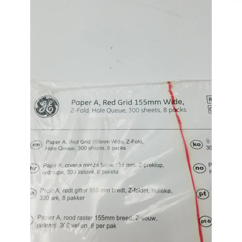 GE 2104770-001 Paper A Red Grid 155mm Wide Z-Fold Hole Queue Thermal Chart Paper, second-hand product photo 4