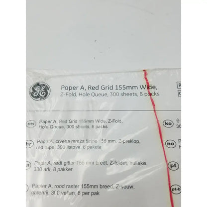 GE 2104770-001 Paper A Red Grid 155mm Wide Z-Fold Hole Queue Thermal Chart Paper, second-hand product photo 4
