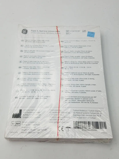 GE 2104770-001 Paper A Red Grid 155mm Wide Z-Fold Hole Queue Thermal Chart Paper, new product photo 6