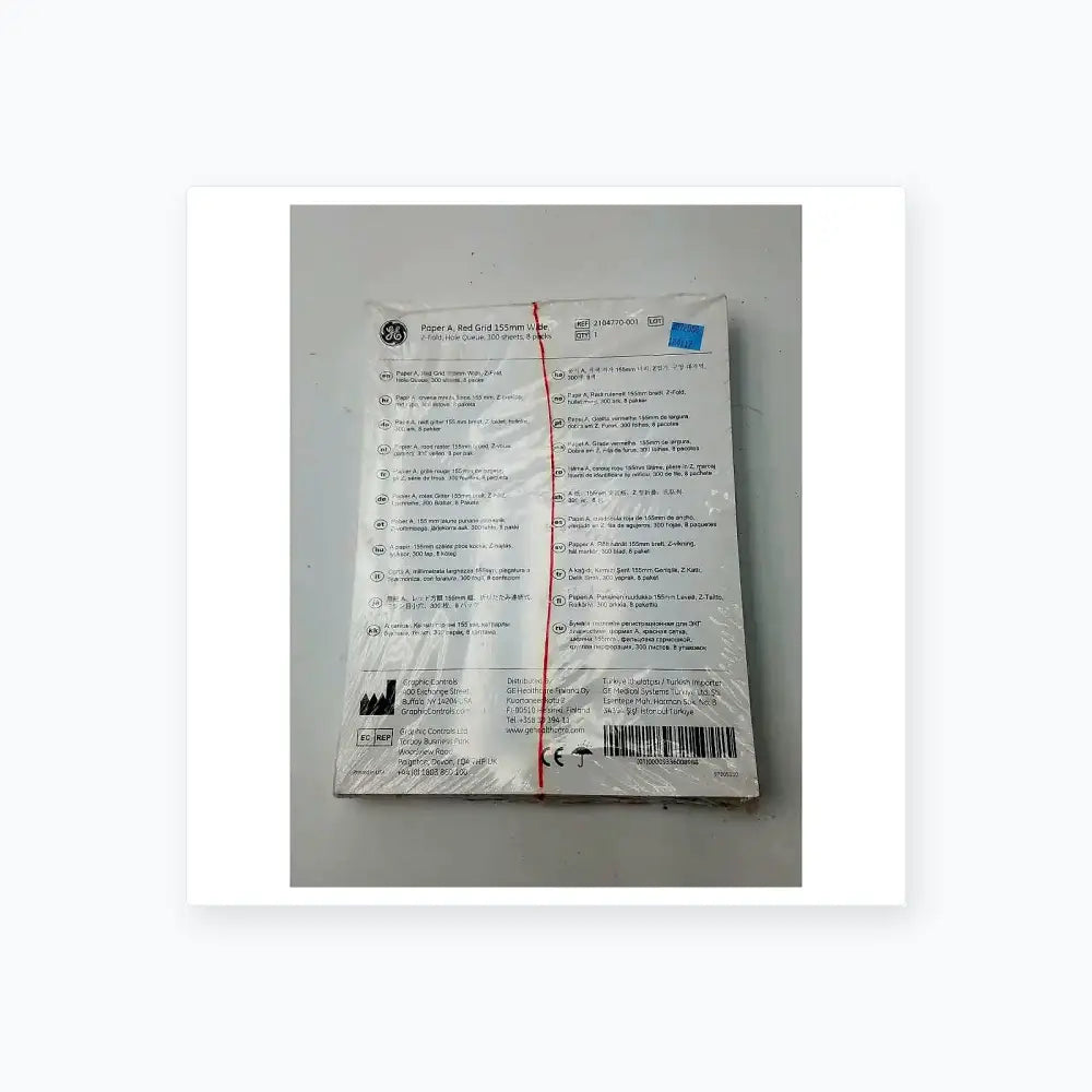 GE 2104770-001 Paper A Red Grid 155mm Wide Z-Fold Hole Queue Thermal Chart Paper, second-hand product photo 3