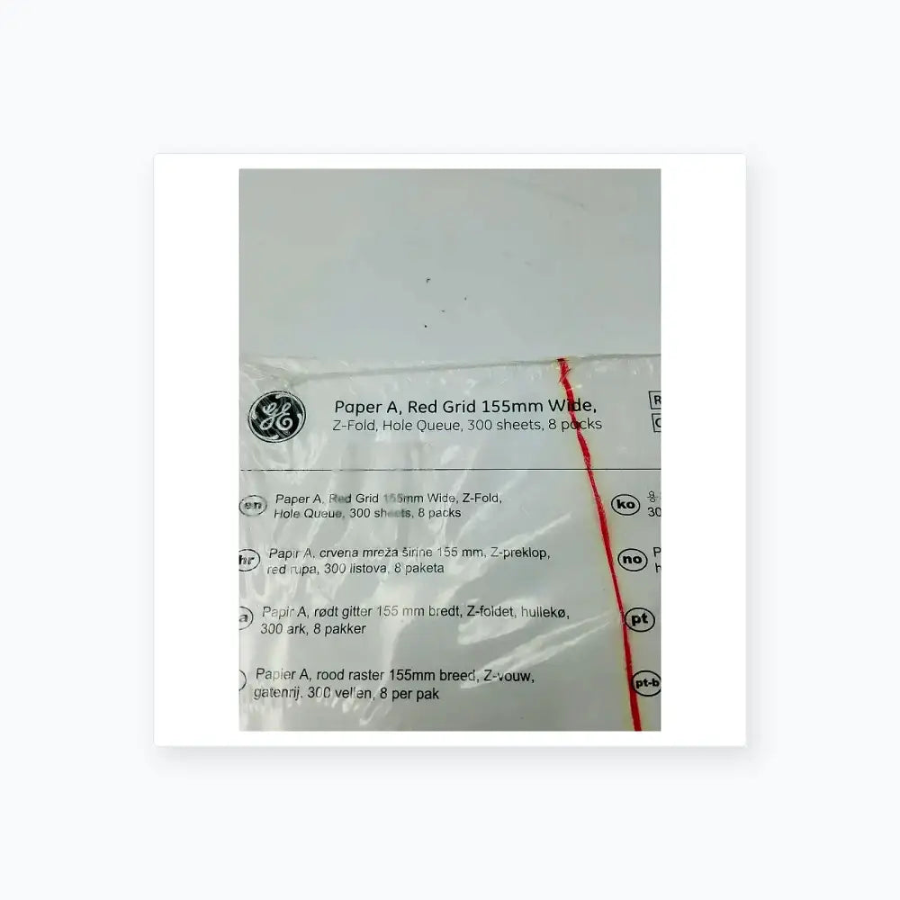 GE 2104770-001 Paper A Red Grid 155mm Wide Z-Fold Hole Queue Thermal Chart Paper, second-hand product photo 4