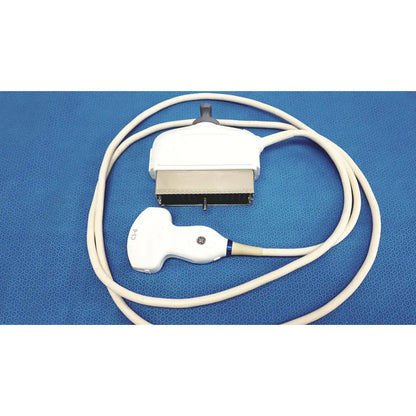 White GE c1-6-d convex ultrasound probe transducer with beige cable and metallic connector for Logiq E9 E10 systems