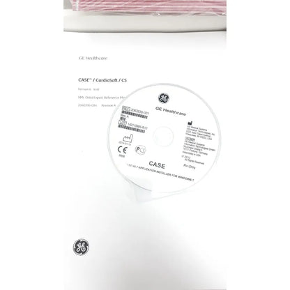 Clear plastic cd case labeled case for GE Healthcare CardioSoft software in GE CASE stress test cardiac exercise unit