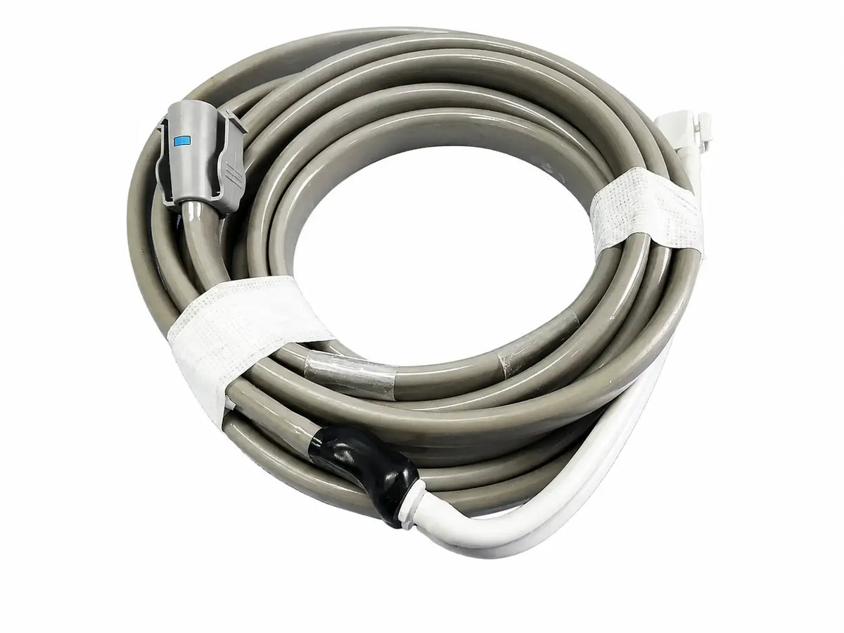 Gray coiled patient cables with silver connector and black end cap for GE dinamap V100 vital signs monitor with nibp cuffs