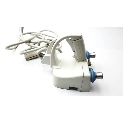 White plastic healthcare innova 2000 smart handle with blue silver knobs coiled cable and connector for reuse medical use