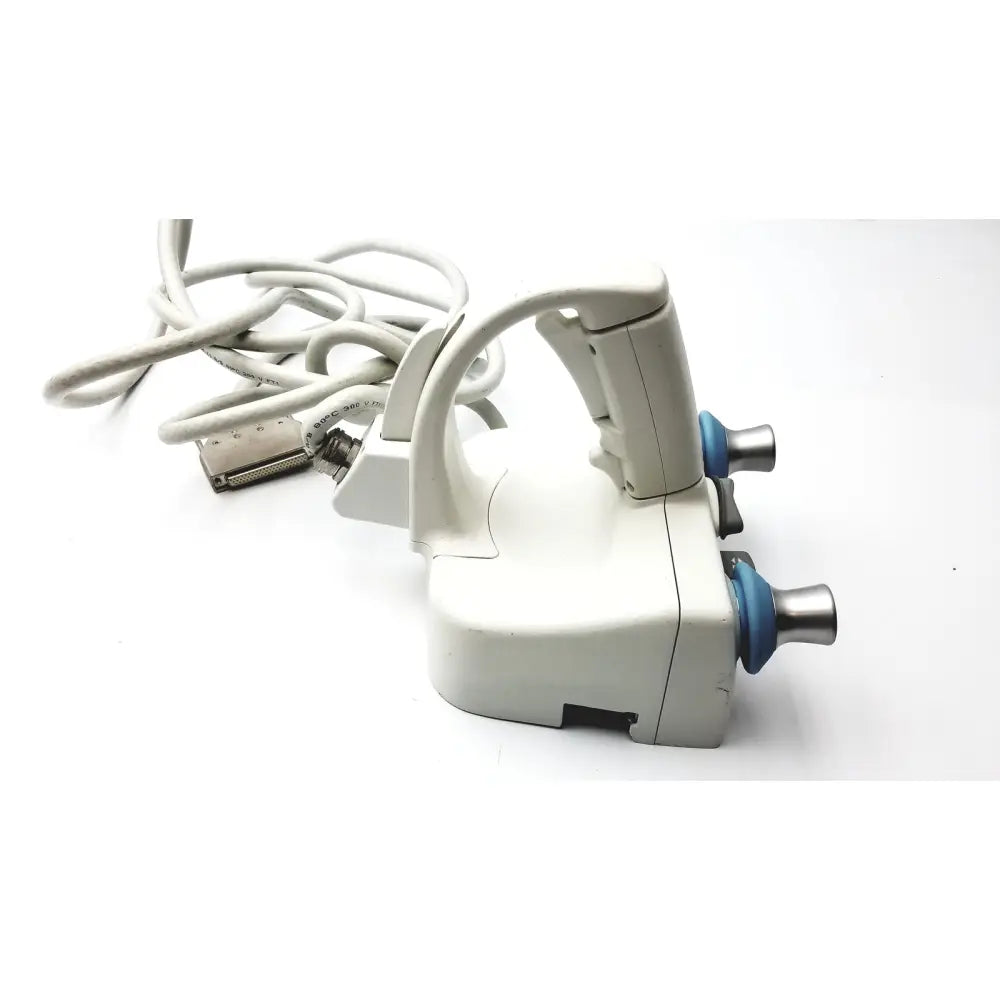 White plastic healthcare innova 2000 smart handle with blue and silver accents featuring two protruding nozzles