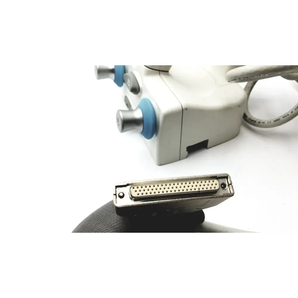 Close-up of the back side d-sub 25-pin connector on the healthcare innova 2000 smart handle for reuse medical devices