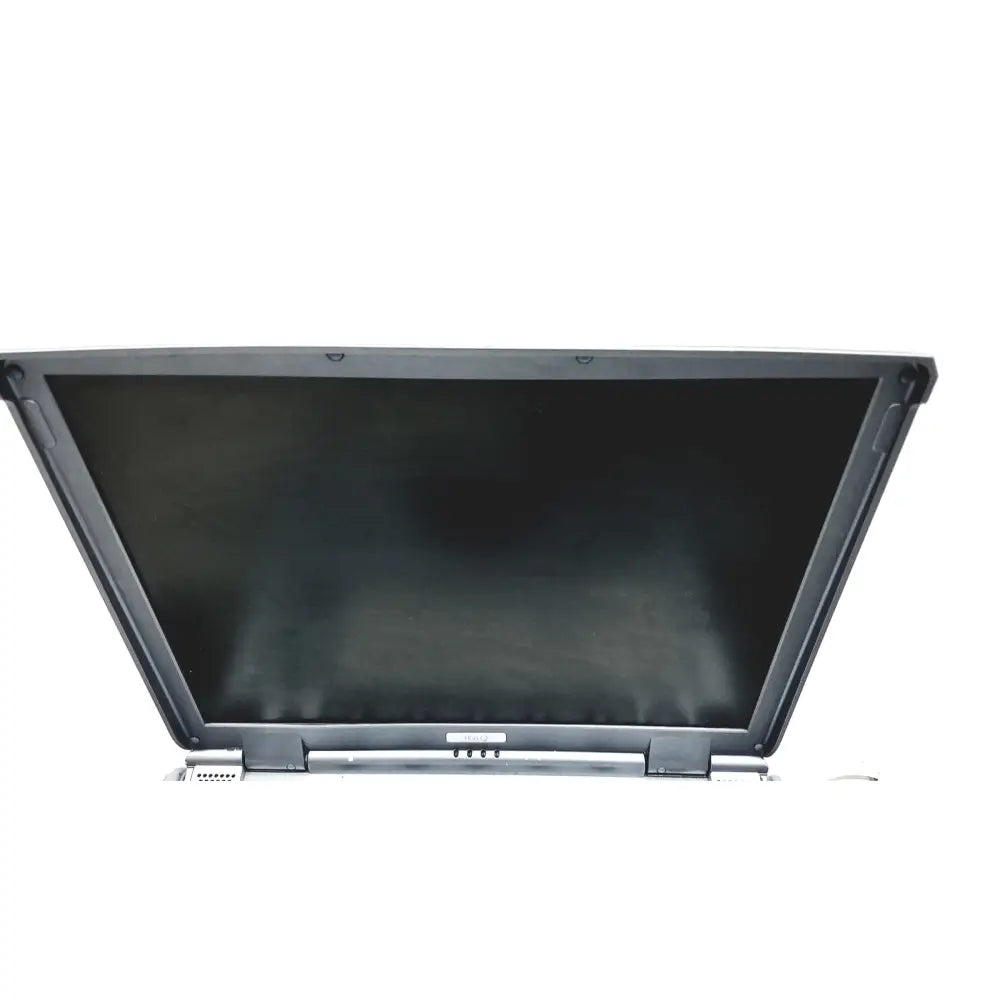 Black laptop screen with silver bezel and hinge on a logiq e portable ultrasound machine portable ultrasound device