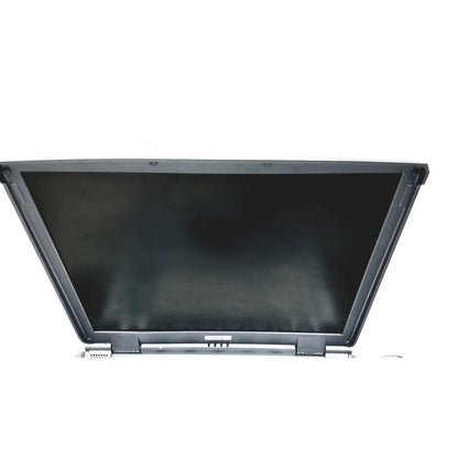 Black laptop screen with silver bezel and hinge on a logiq e portable ultrasound machine portable ultrasound device