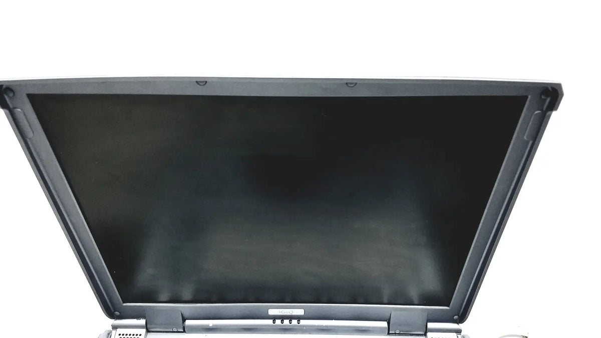 Black laptop screen with silver bezel and hinge on a logiq e portable ultrasound machine portable ultrasound device